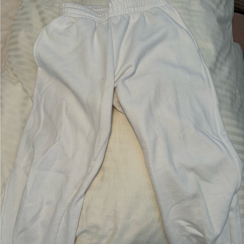 Garage White Joggers Relaxed Fit Cotton Blend